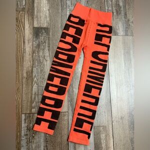 Free People Movement Orange and Brown Graphic Leggings - NWOT - XS